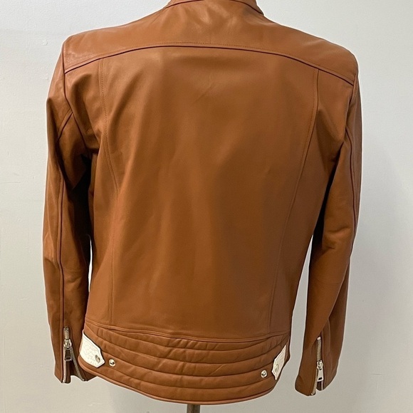 Fennix Italy jacket biker cognac Atalian leather/alligator modern fit - Picture 3 of 6
